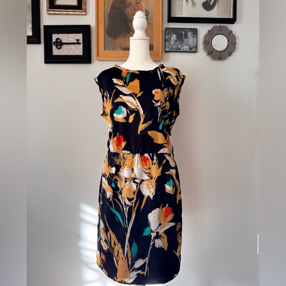 The Limited Black and Gold Floral Midi Dress